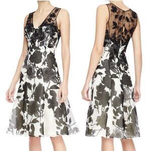 Carolina Herrera beaded embellished silk cocktail midi dress size 6